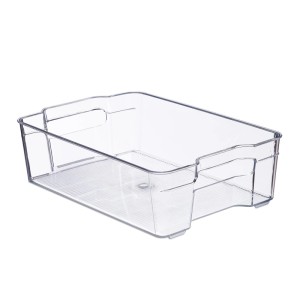 Relaxdays Kühlschrank Organizer PET-Kunststoff Transparent BPA-frei mit Griffen 9 cm x 21,5 cm x 32 cm 0,38 kg