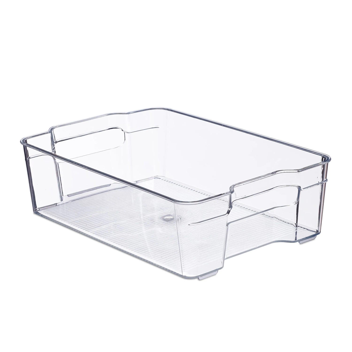 Relaxdays Kühlschrank Organizer PET-Kunststoff Transparent BPA-frei mit Griffen 9 cm x 21,5 cm x 32 cm 0,38 kg