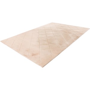 Beiger Lalee Teppich Impulse (80x150 cm) mit gestepptem Muster. Kurzflorteppich für ein gemütliches Ambiente.