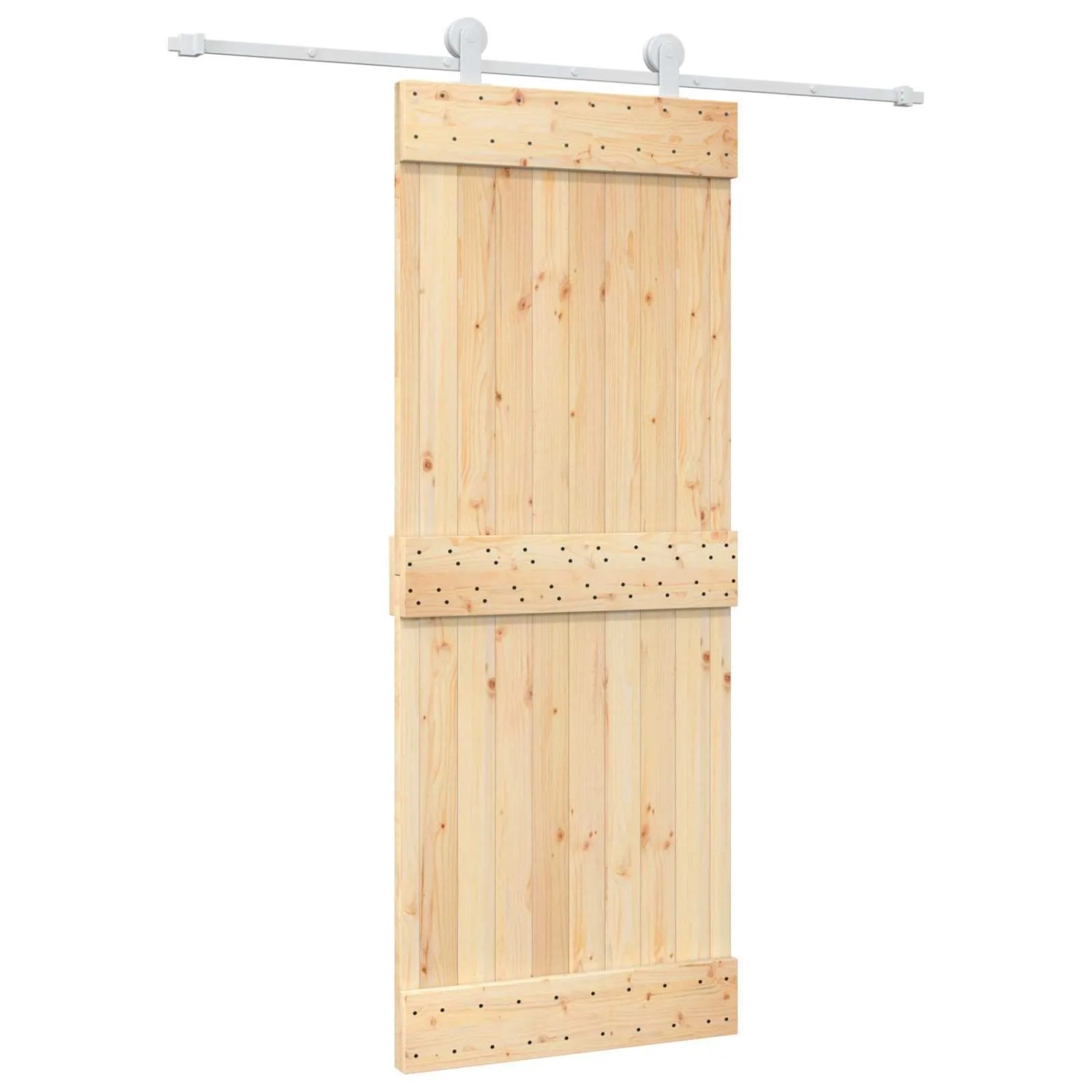 vidaXL Schiebetür Natur und Weiß 80 x 210 cm Massivkiefer 3445009