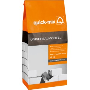 Quick-Mix Universalmörtel, 10 kg Sack. Kalk-Zementmörtel zum Mauern und Putzen.