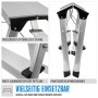 Aluminium Trittleiter GAT 2S, zusammengeklappt und Details der Stufen und Plattform.