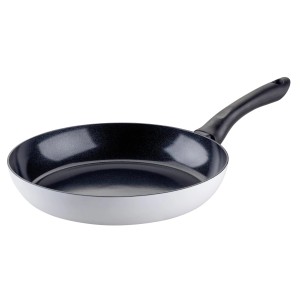 Fackelmann Arcadalina Pfanne, 28 cm, Keramik, weiß mit schwarzem Griff. Bratpfanne für Gas-, Elektro- und Induktionsherde.