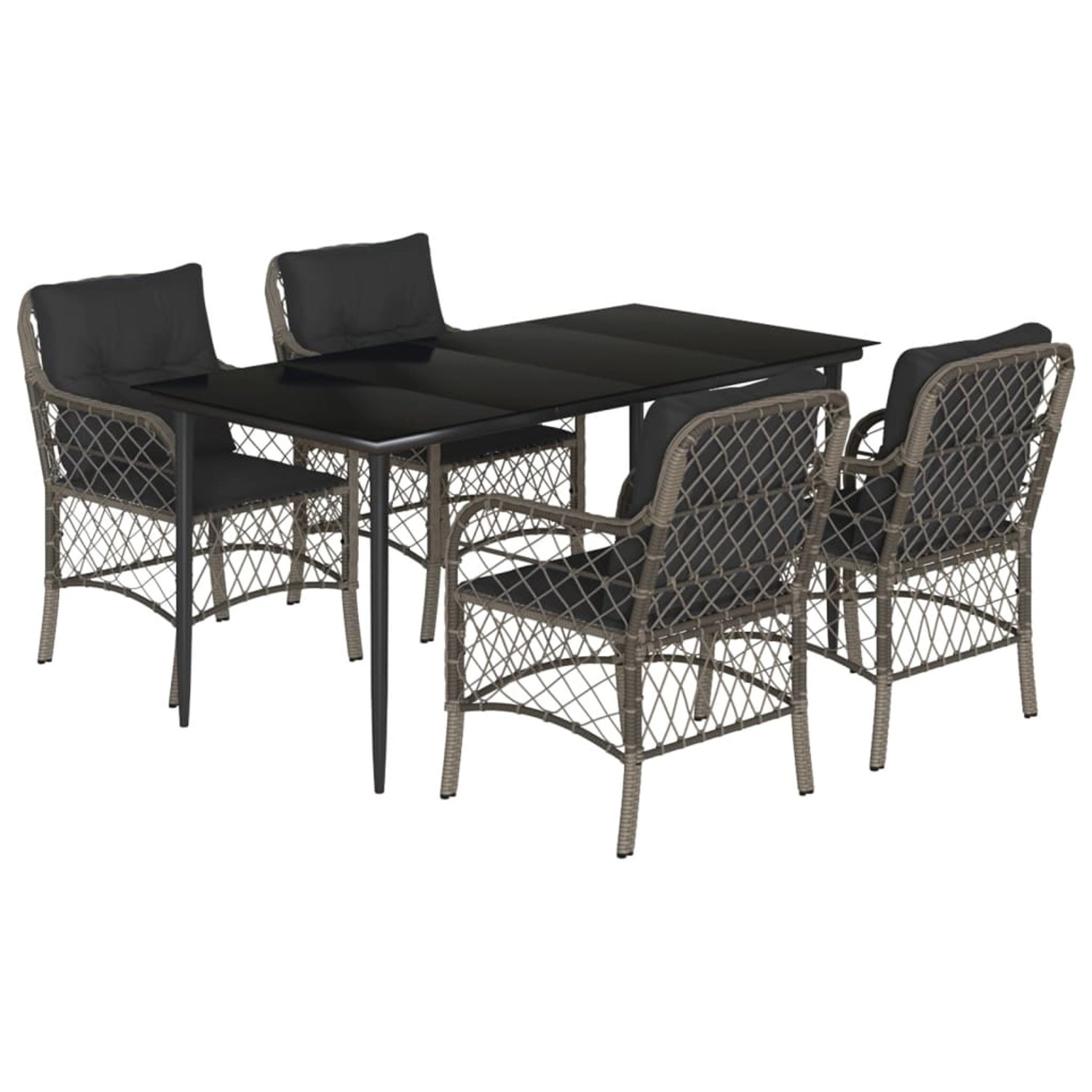 vidaXL 5-Tlg Garten-Essgruppe mit Kissen Grau Poly Rattan 3212127 günstig online kaufen