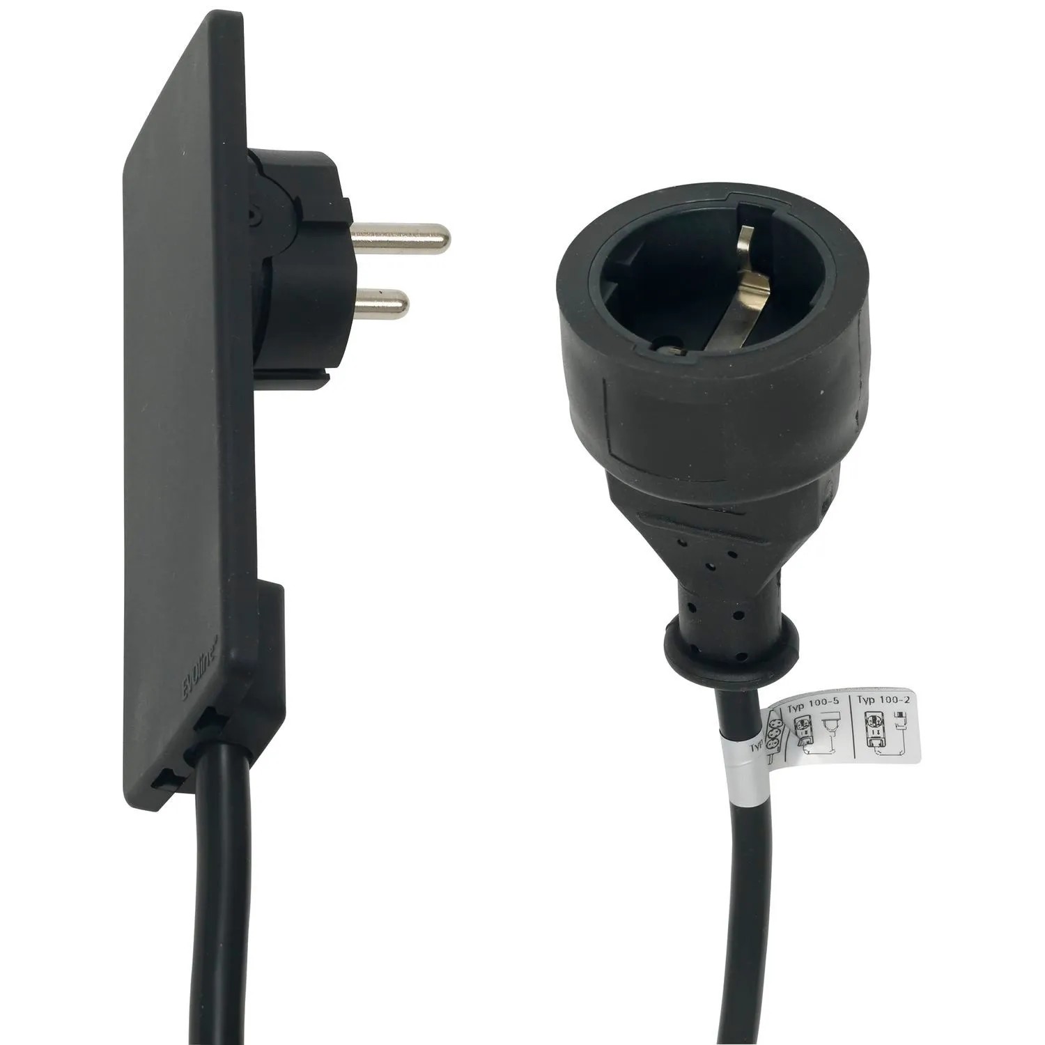 Evoline Plug Verlängerungskabel mit Flachstecker Schuko 1.500 mm Kunststoff Schwarz