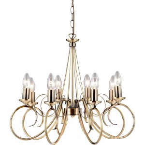 Globo Pendelleuchte TRUNCATUS in Altmessing mit 8 Leuchten für E14 Leuchtmittel.