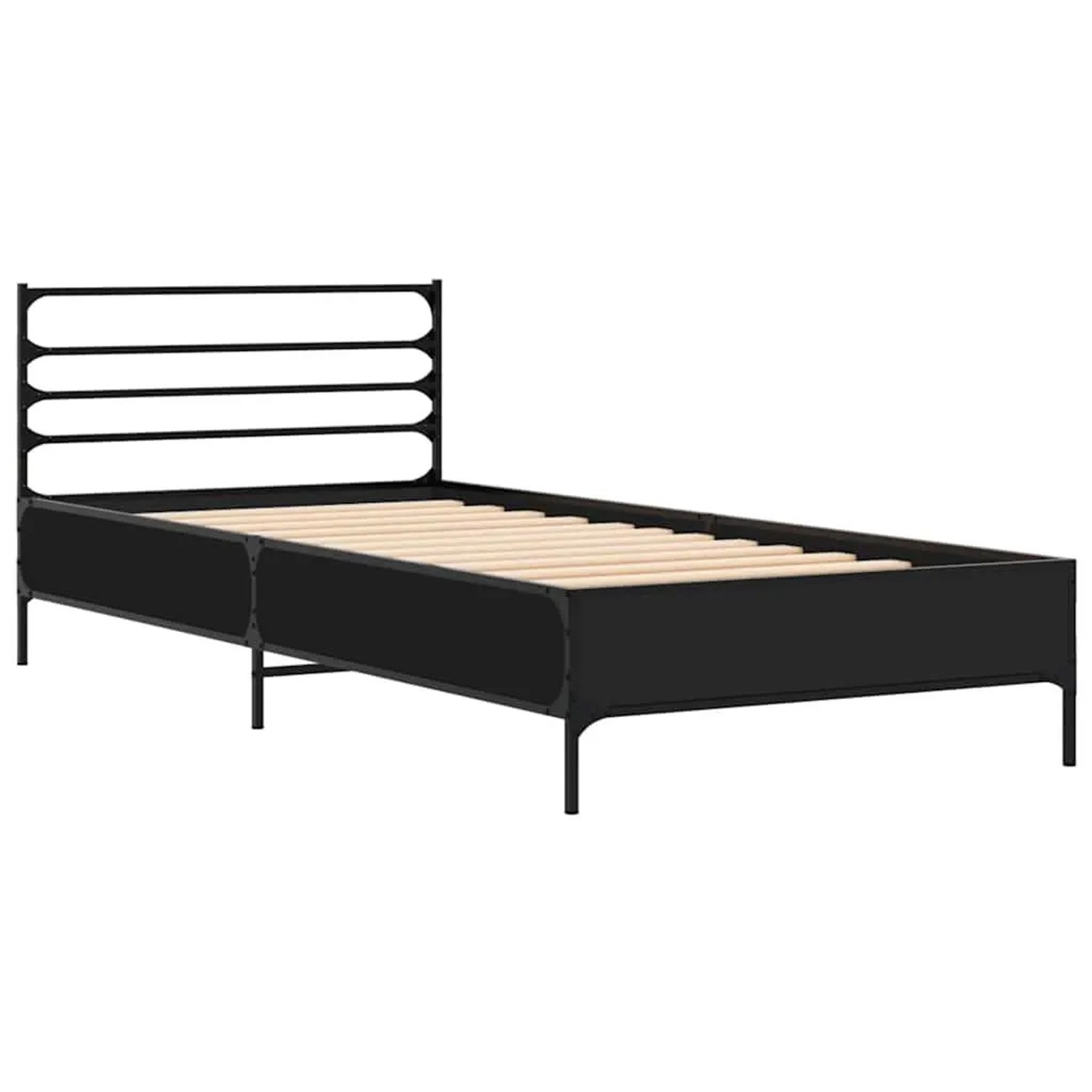 vidaXL Bettgestell Schwarz 100x200 cm Holzwerkstoff und Metall 845587 günstig online kaufen