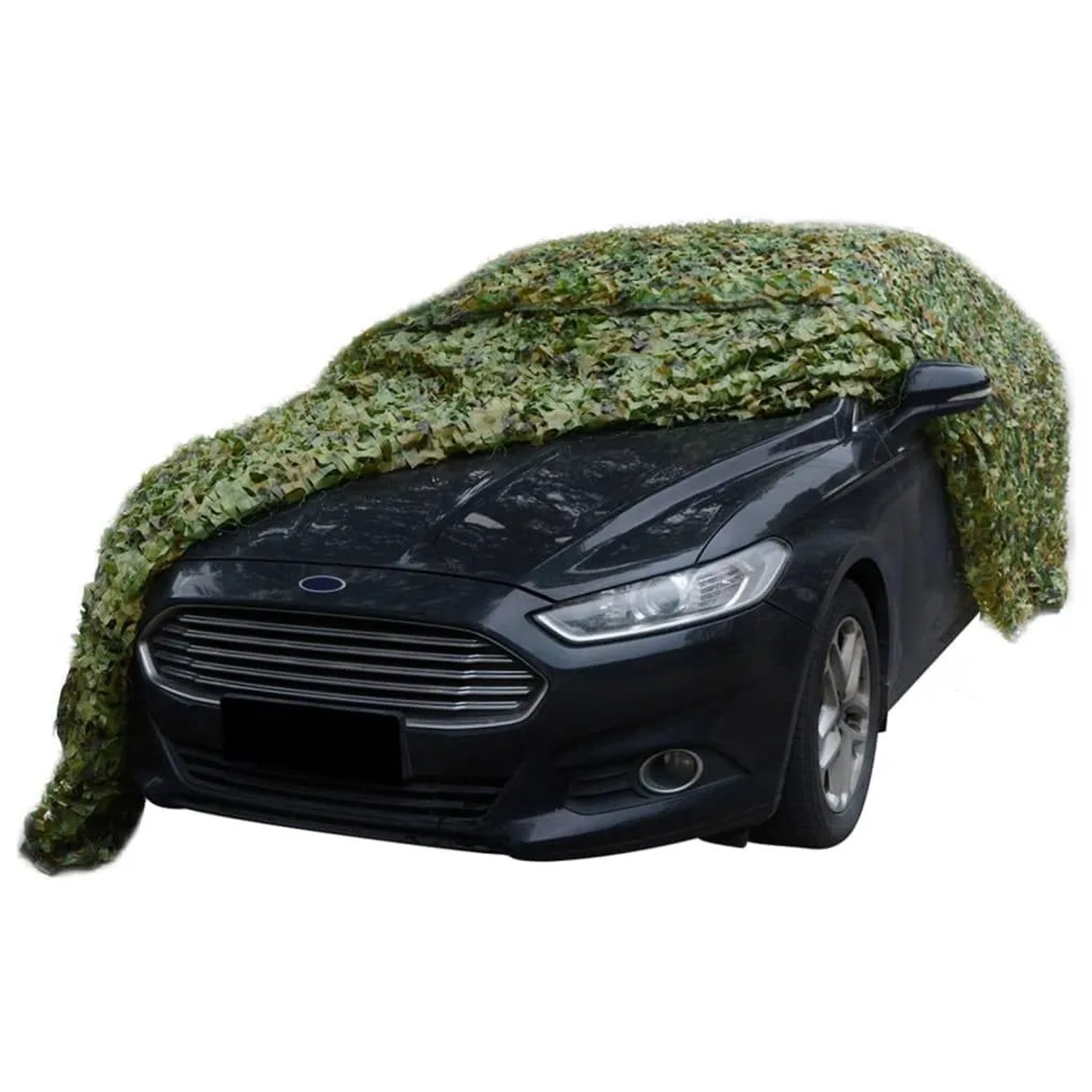 Grünes Tarnnetz 1,5x6 m von vidaXL über einem Auto, Abdeckmaterial für Fahrzeuge.