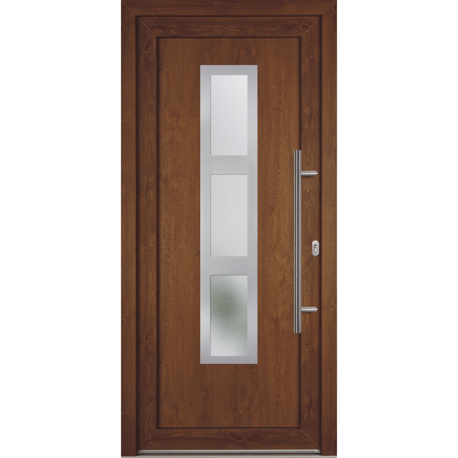 Haustür G7430S2 Schwenkhakenschloss Weiß-Oak DIN R 183 - 220 cm auf Maß