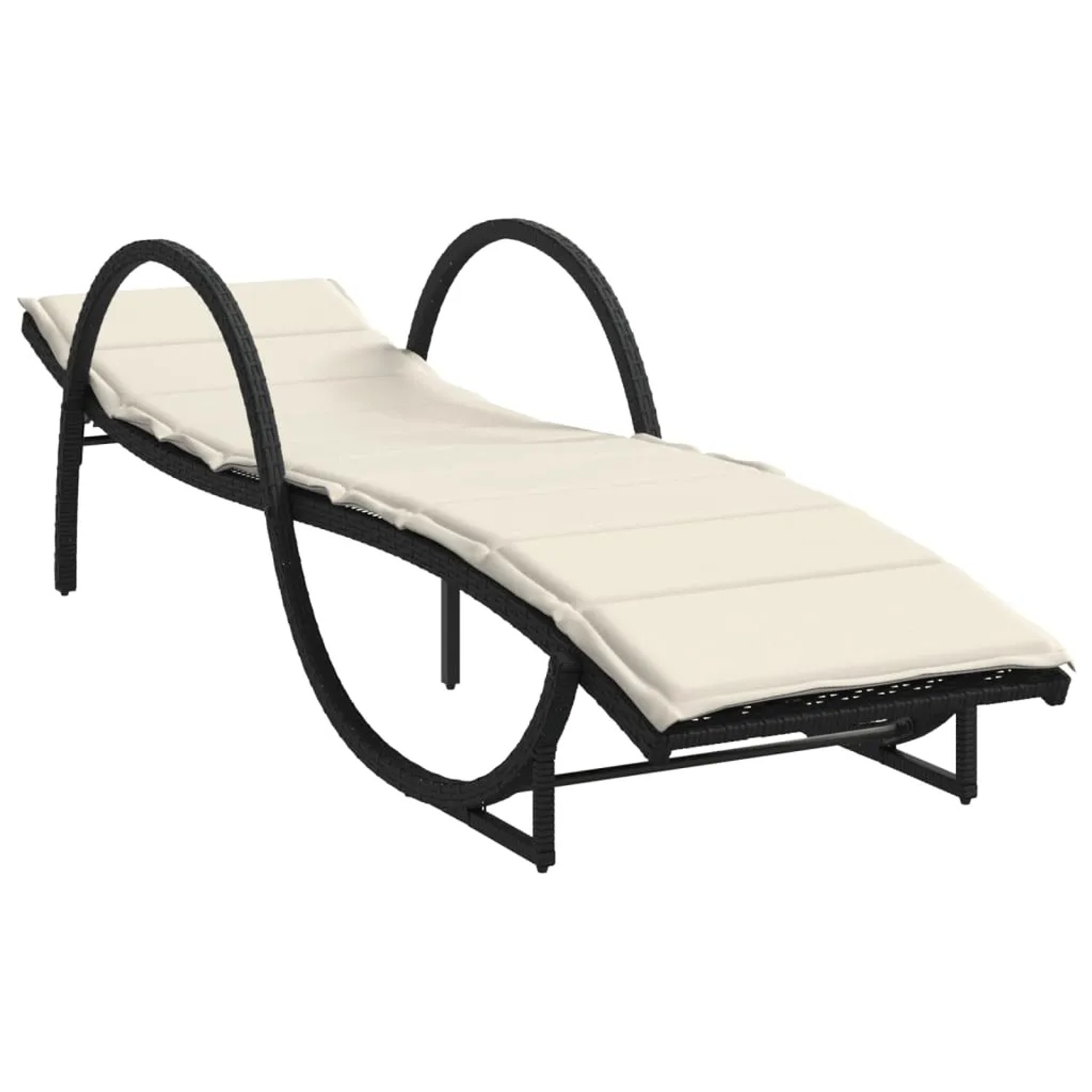 vidaXL Sonnenliege mit Auflage Schwarz 60x199x42 cm Poly Rattan 368257