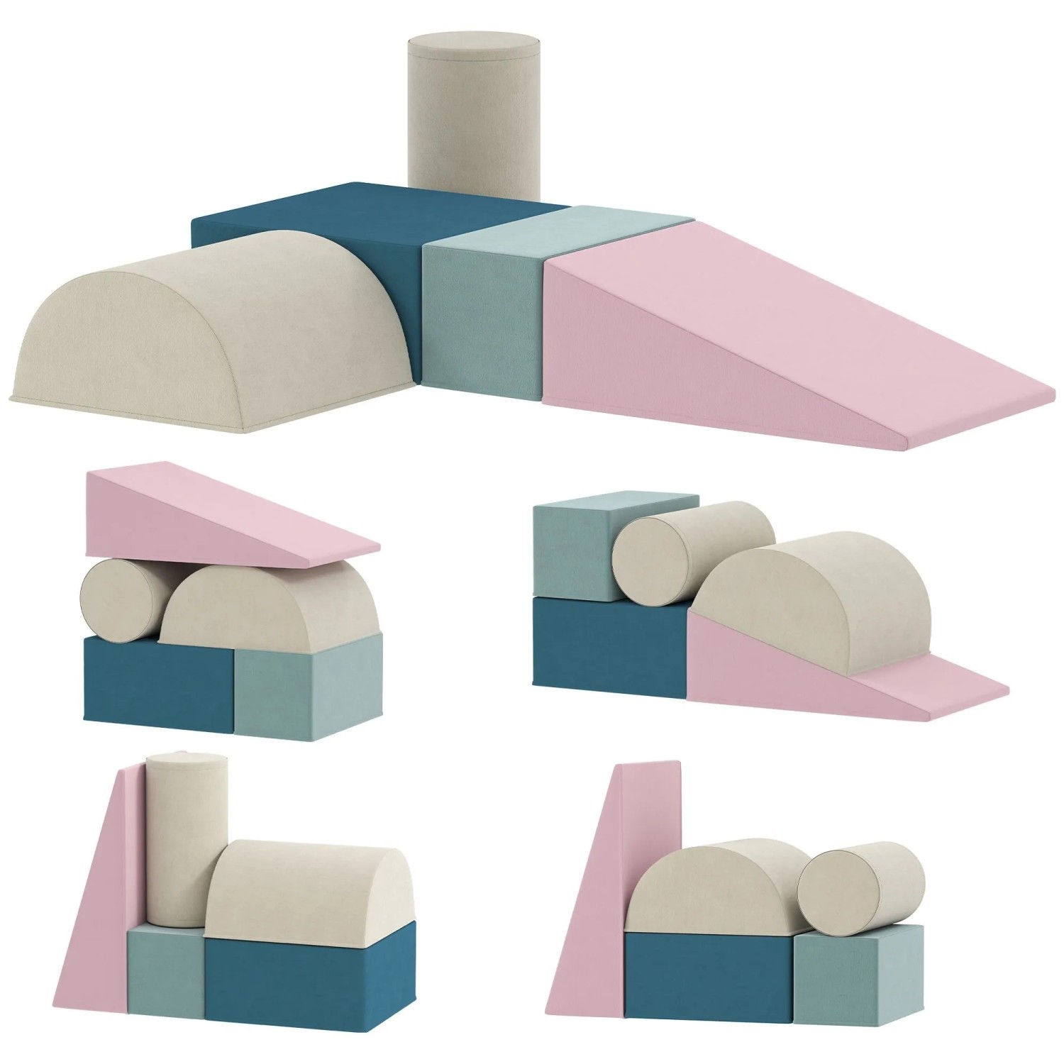AIYAPLAY Weiches Kinderspielset Samt 30D PU-Schaum 61L x 40,6B x 60H cm Mehrfarbig