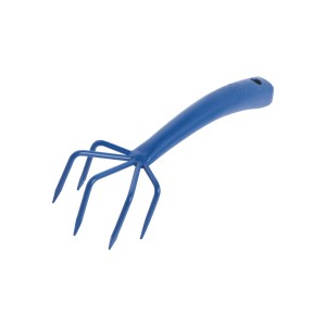 Blaue LUX Blumenkralle Classic aus Stahl zum Auflockern von Erde im Garten.