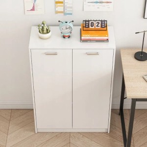 Weißer Rebiko Büroschrank mit 2 Türen und Regalen, 108 cm hoch, im Loft-Stil.