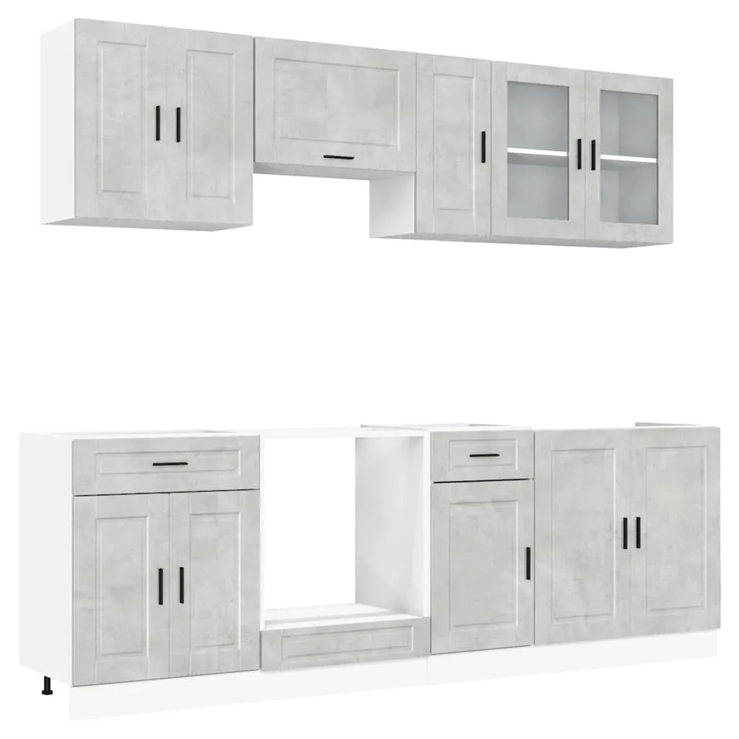 vidaXL 8 Tlg Küchenschrank-Set Porto Betongrau Holzwerkstoff 3314845