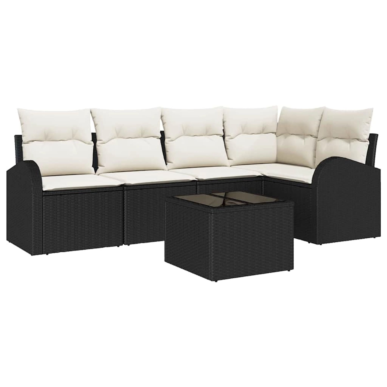 vidaXL Garten-Sofa-Set mit Kissen 6-Tlg Schwarz Weiß Poly Rattan 3354716 günstig online kaufen