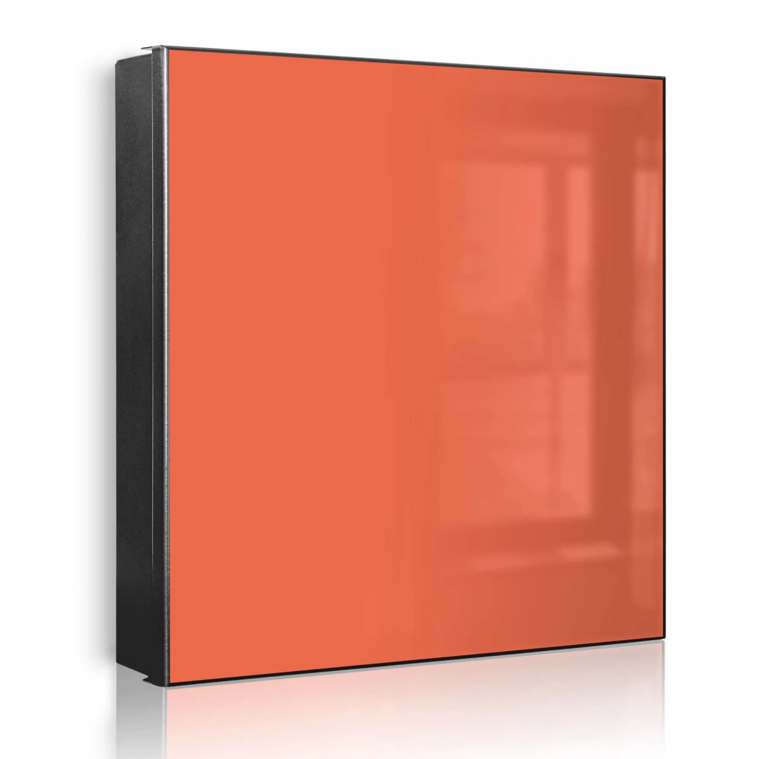 Banjado Großer Schlüsselkasten Metall 30x30cm Schwarz Scharnier Rechts 32 Haken Beschreibbar Magnetisch Motiv Orange