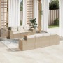 Beige vidaXL Garten-Sofagarnitur aus Rattan mit Kissen, 8-teilig für Terrasse und Garten.