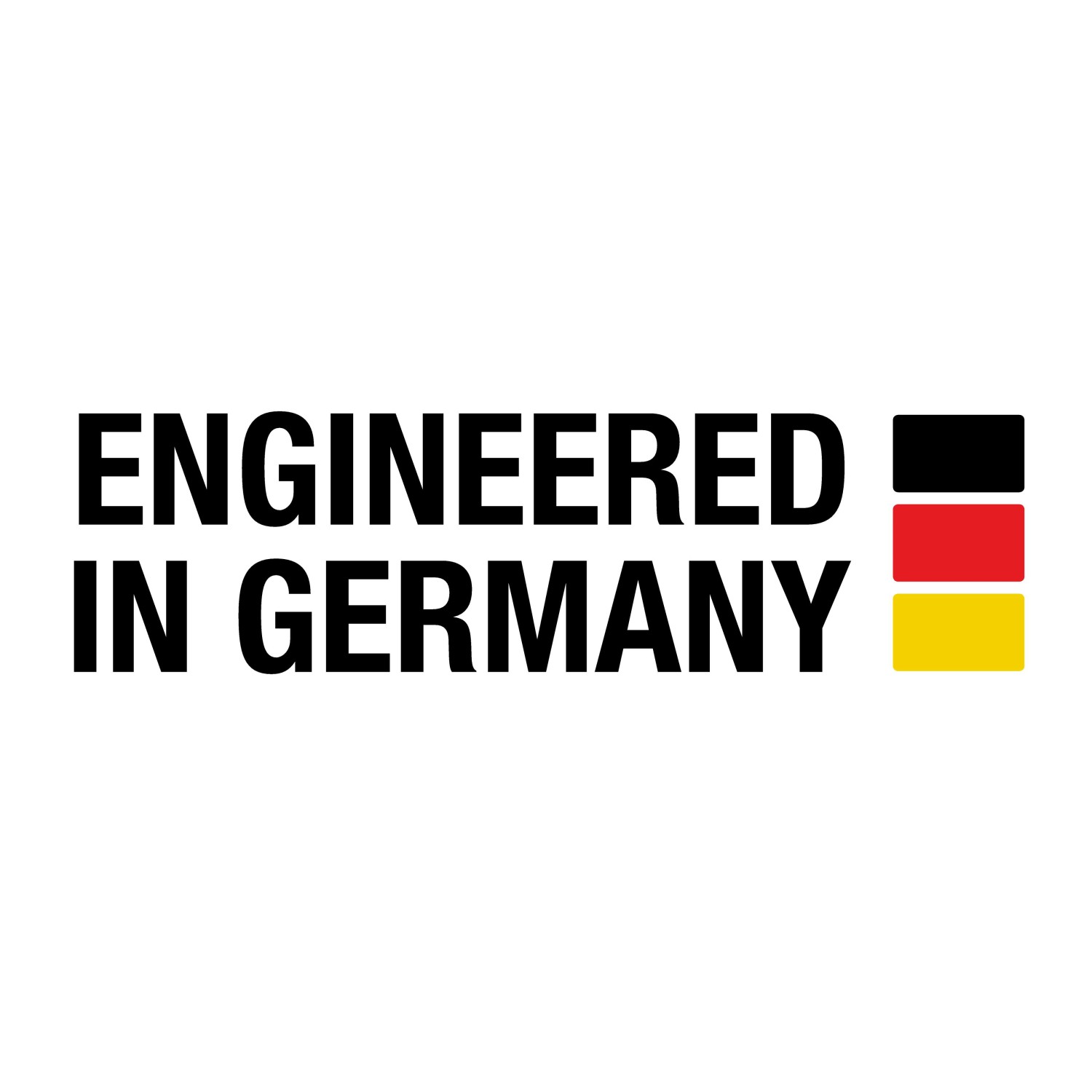 Gardena Haus- und Gartenautomat: Schriftzug "Engineered in Germany" mit deutscher Flagge.