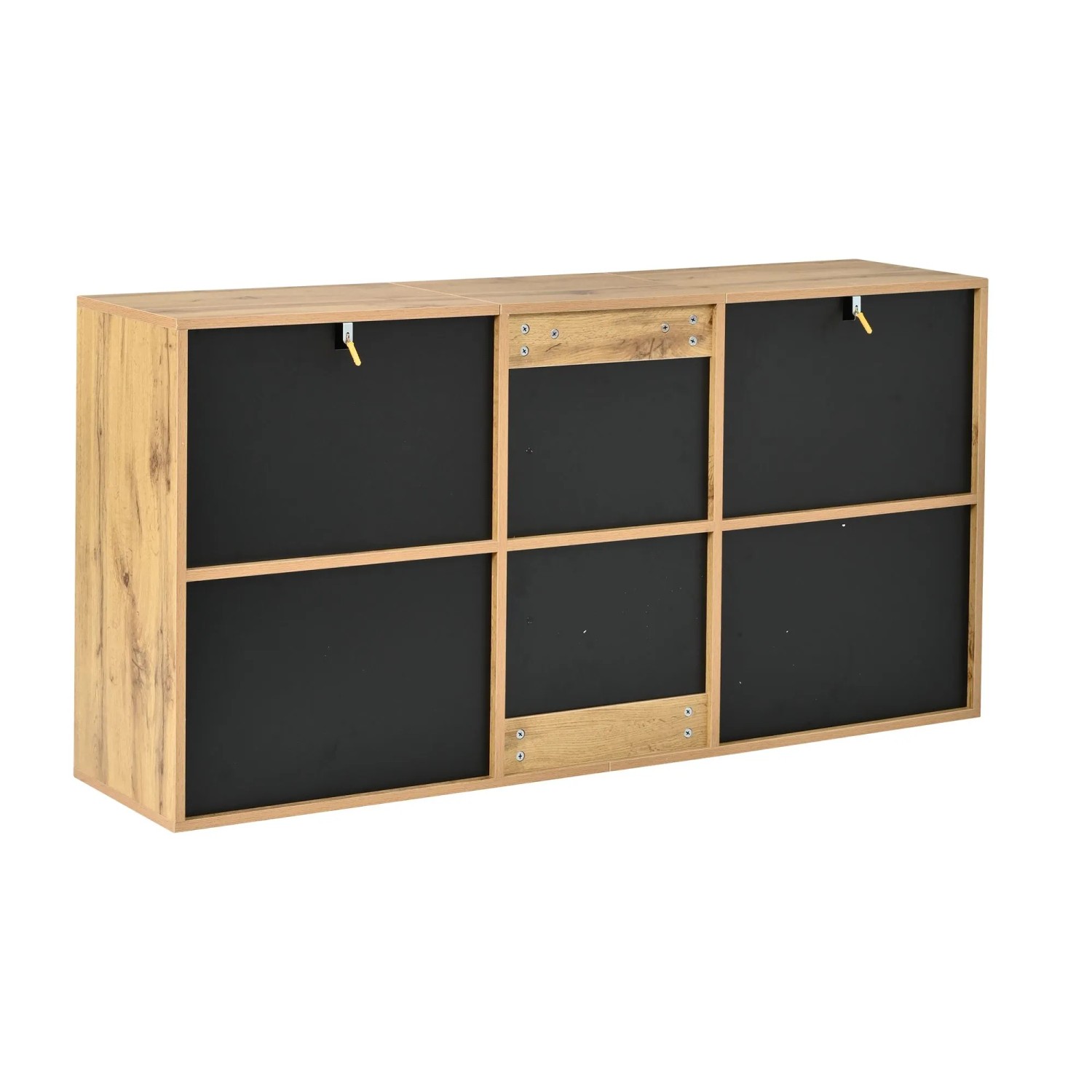 Merax Sideboard 140x35x71 cm 3 Türen Hochglanz Wellenoptik Schwarz Holzoptik