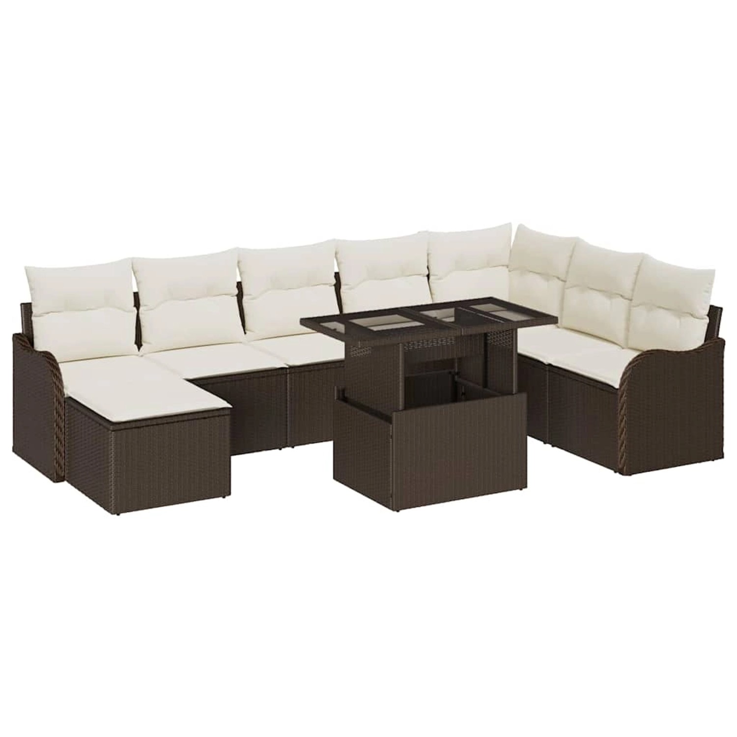 vidaXL Garten-Sofa-Set mit Kissen 9-Tlg Braun Poly Rattan 3348514 günstig online kaufen