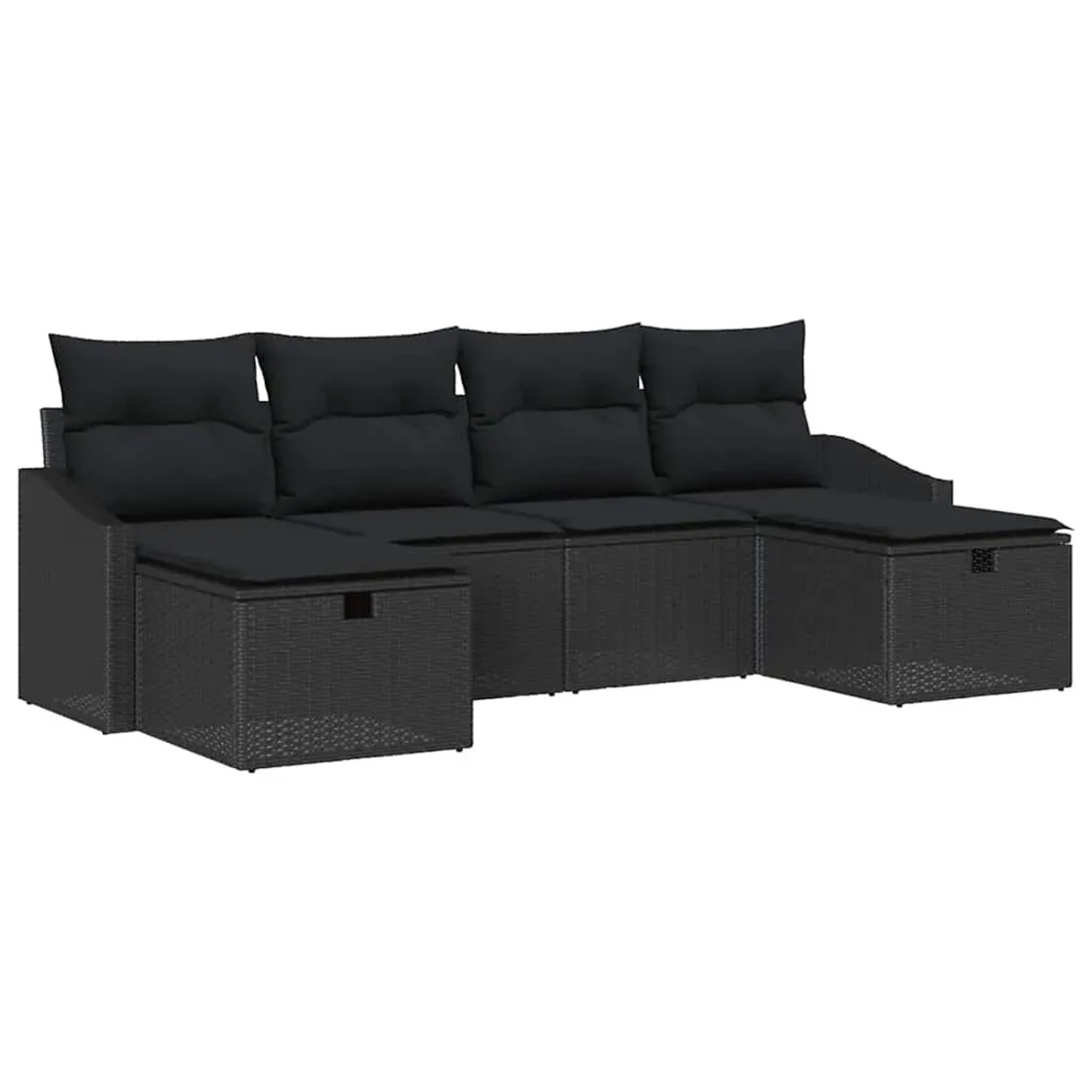 vidaXL Garten-Sofa-Set mit Kissen 6-Tlg Schwarz Poly Rattan 3359322 günstig online kaufen