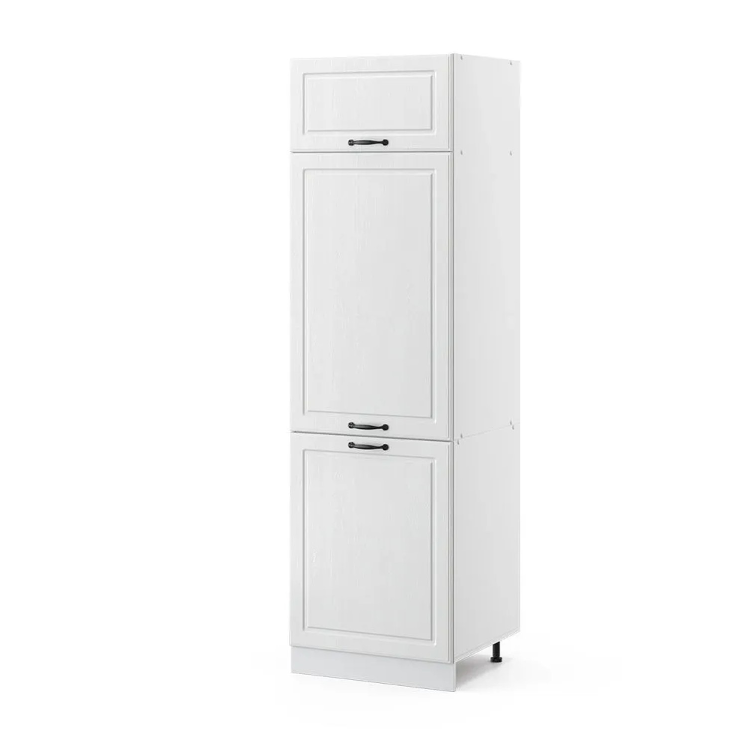 Vicco Kühlumbauschrank R-Line Hochschrank für die Küche Weiß Landhaus Weiß 60 cm