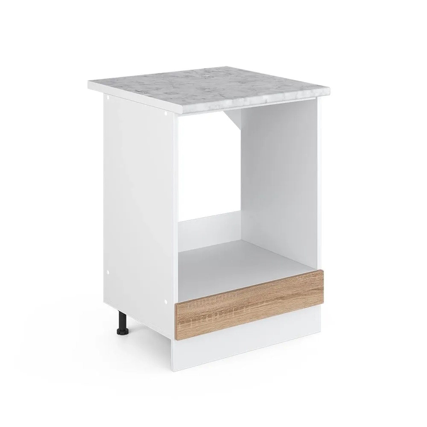 Vicco Herdumbauschrank R-Line Herdschrank Sonoma Weiß 60 cm AP Marmor