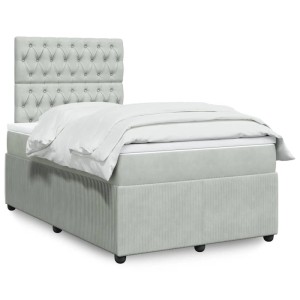 vidaXL Boxspringbett mit Matratze Hellgrau 120x200 cm Samt 3292316