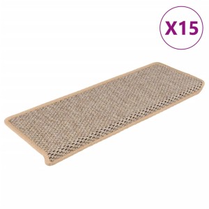 VidaXL Stufenmatte, hellbeige, Sisal-Optik, selbstklebend, 65x21cm, 15er Set.