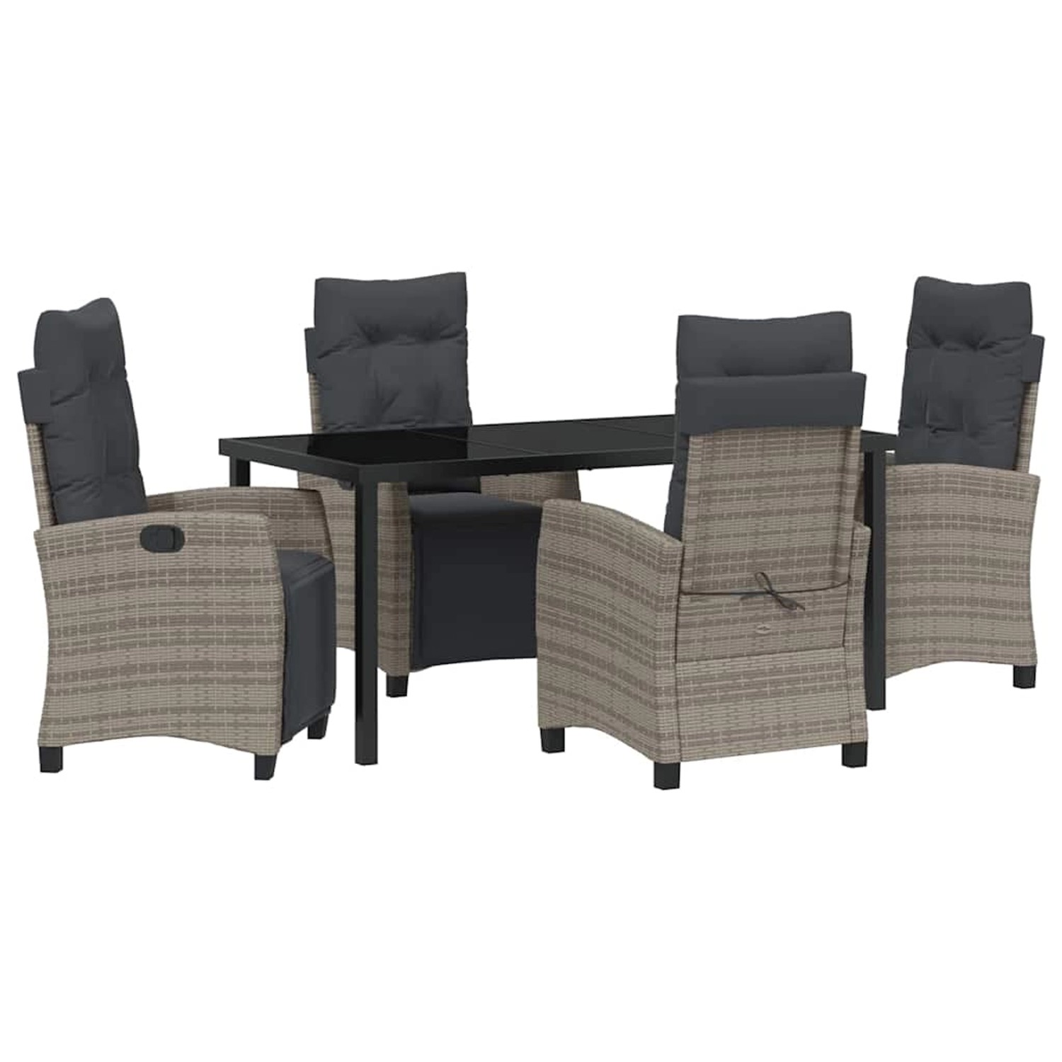 vidaXL Garten Essgruppe 5-Tlg Grau Poly Rattan 3380438 günstig online kaufen