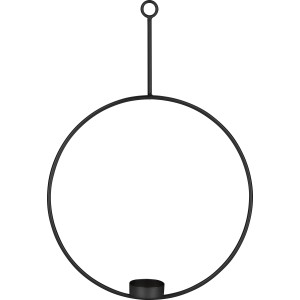 Schwarzer, runder Teelichthalter Dark Wonder (35x30cm) zum Aufhängen, aus Keramik.