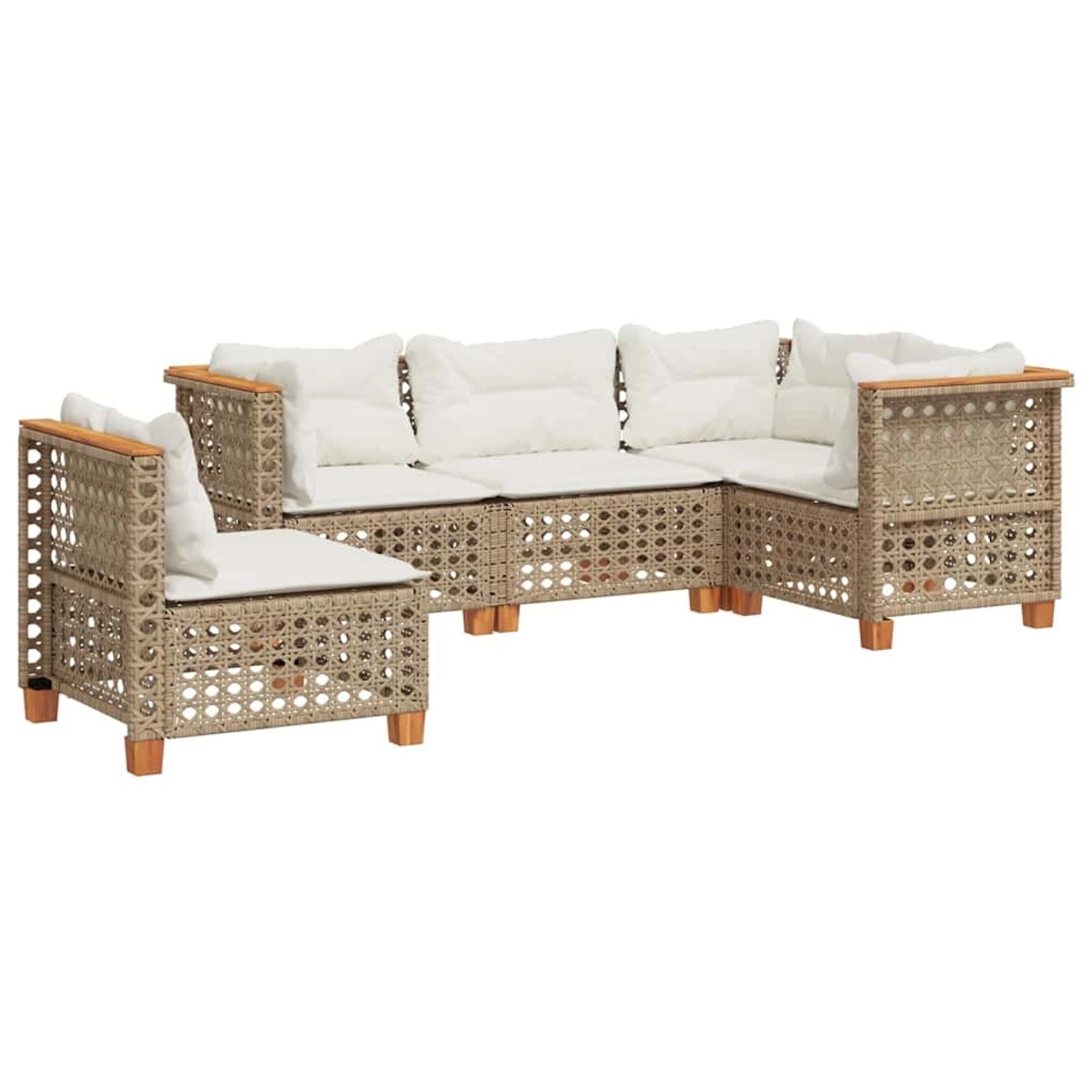 vidaXL 5-Tlg Garten-Sofagarnitur mit Kissen Beige Poly Rattan 3261838 günstig online kaufen