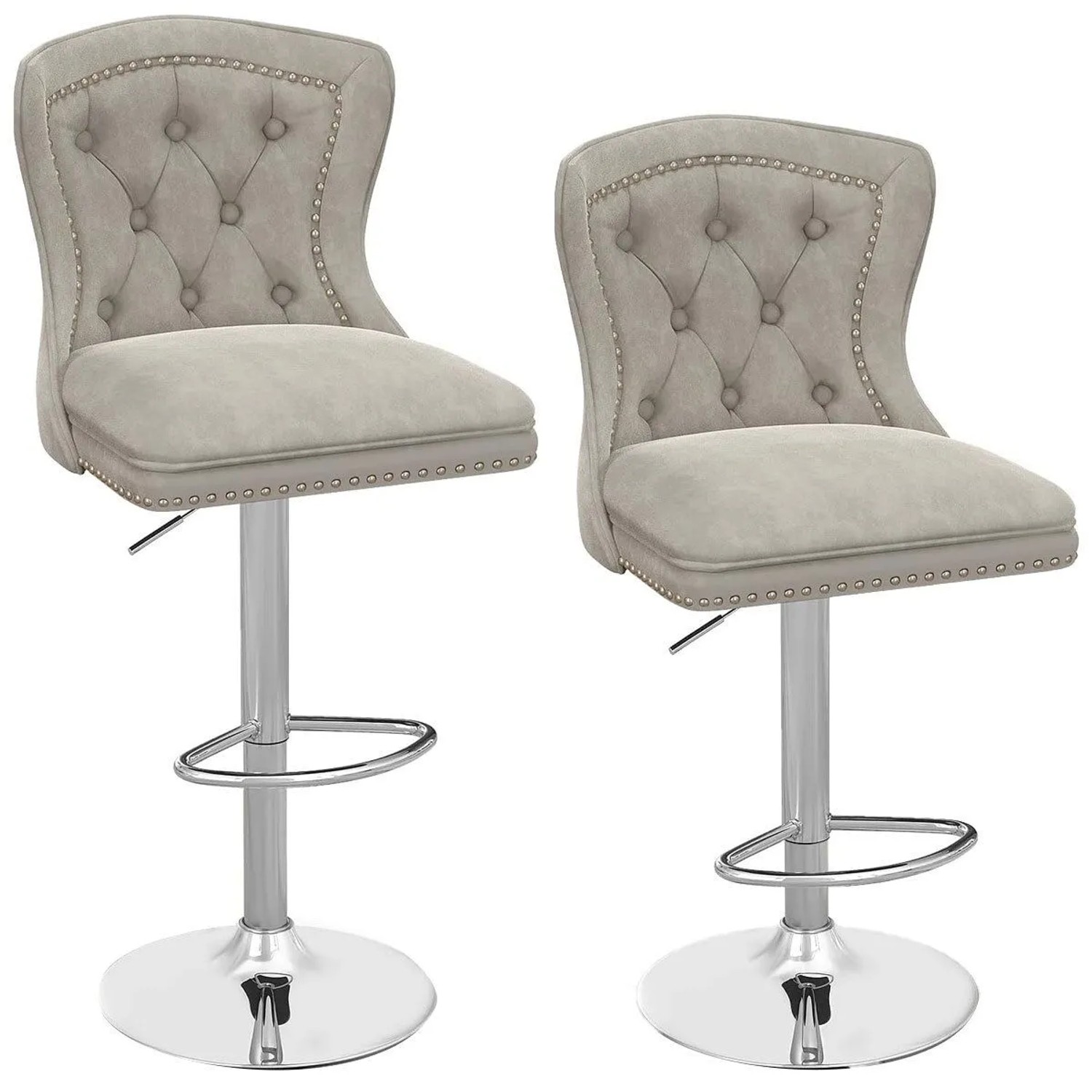 Costway 2er Set Barhocker mit Rückenlehne & Metallfuß für Zuhause Grau günstig online kaufen