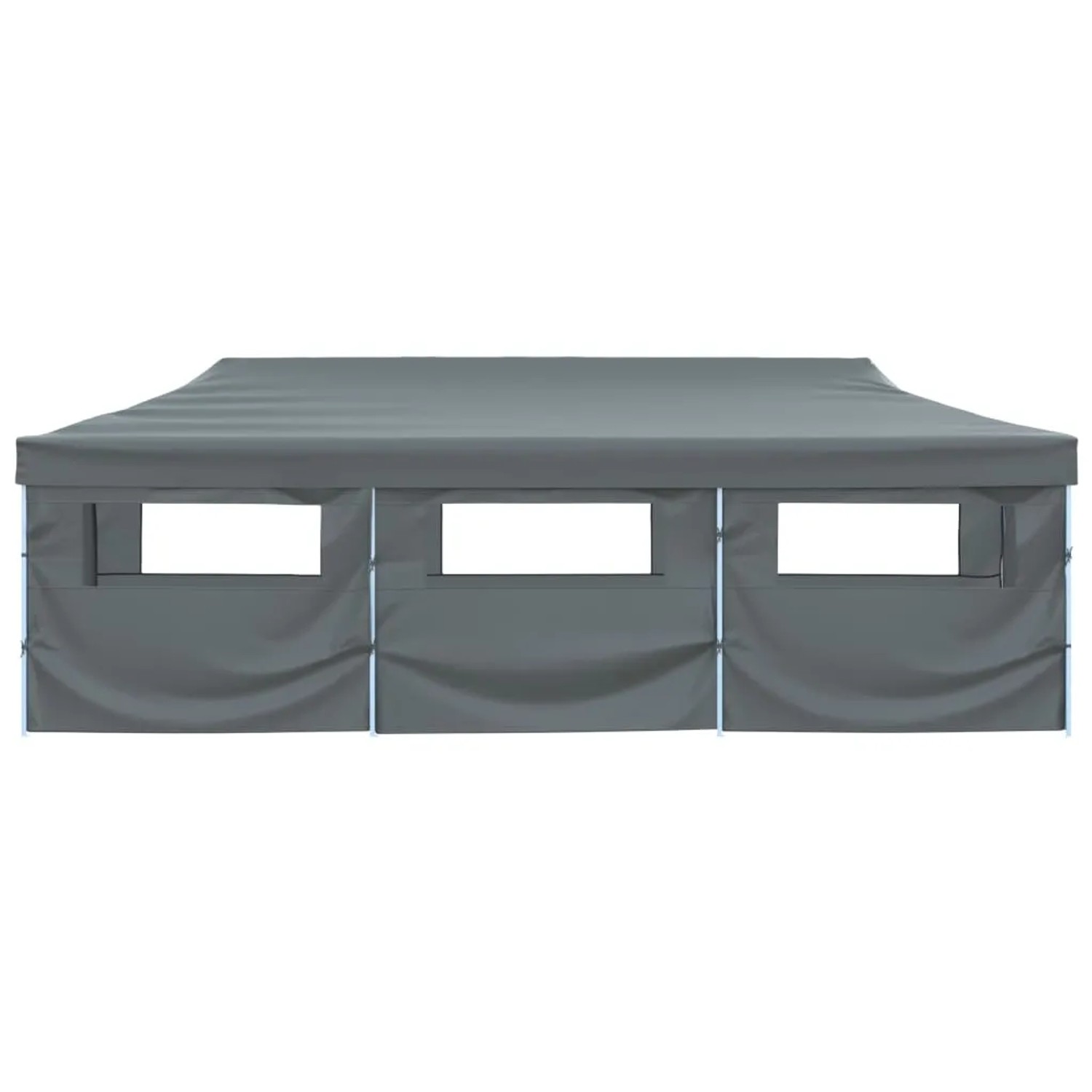 Anthrazitfarbenes vidaXL Faltzelt/Partyzelt 3x9 m mit 8 Seitenwänden für Outdoor-Events.