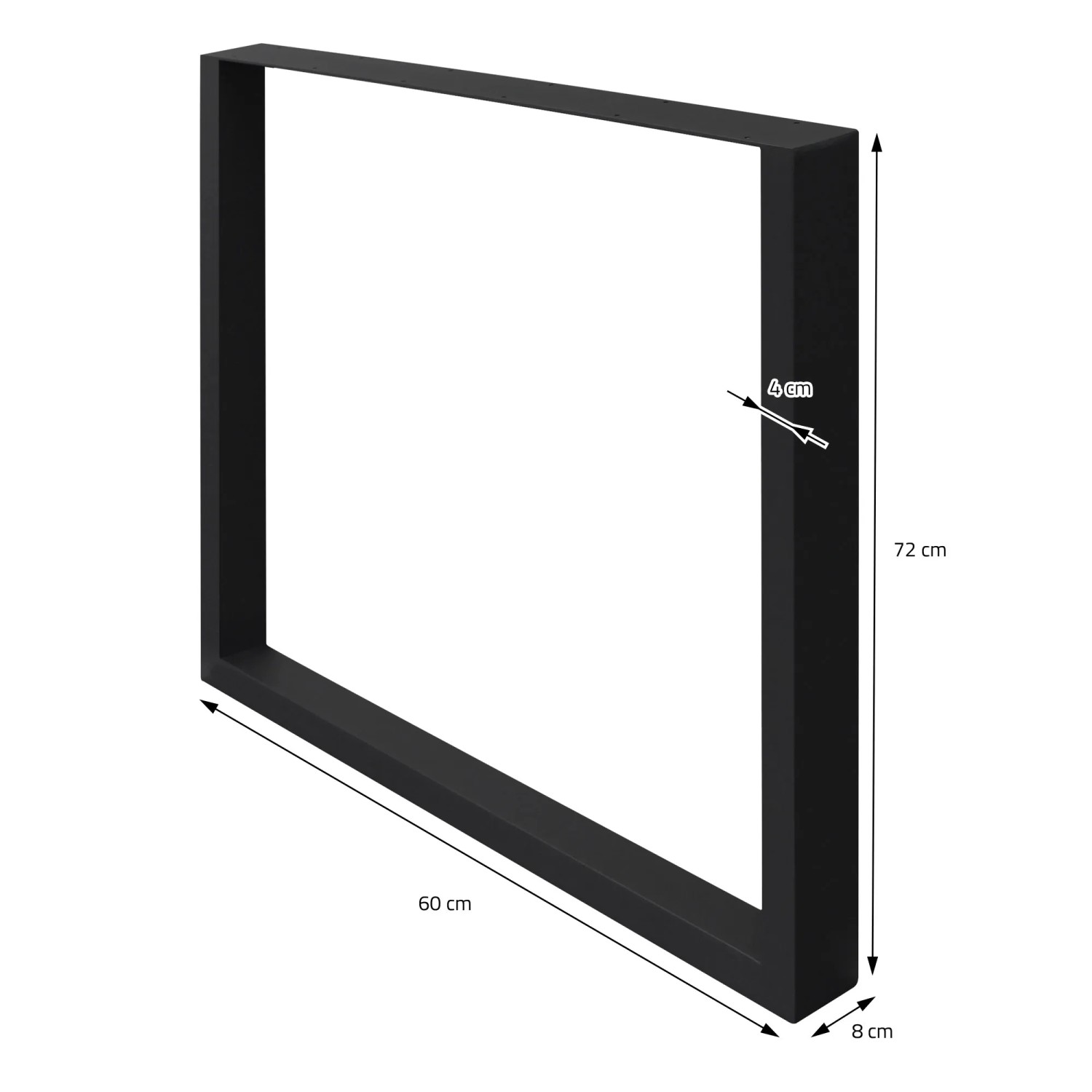 Schwarzes ECD Germany Tischbein (60x72cm) aus Stahl für Esstische.