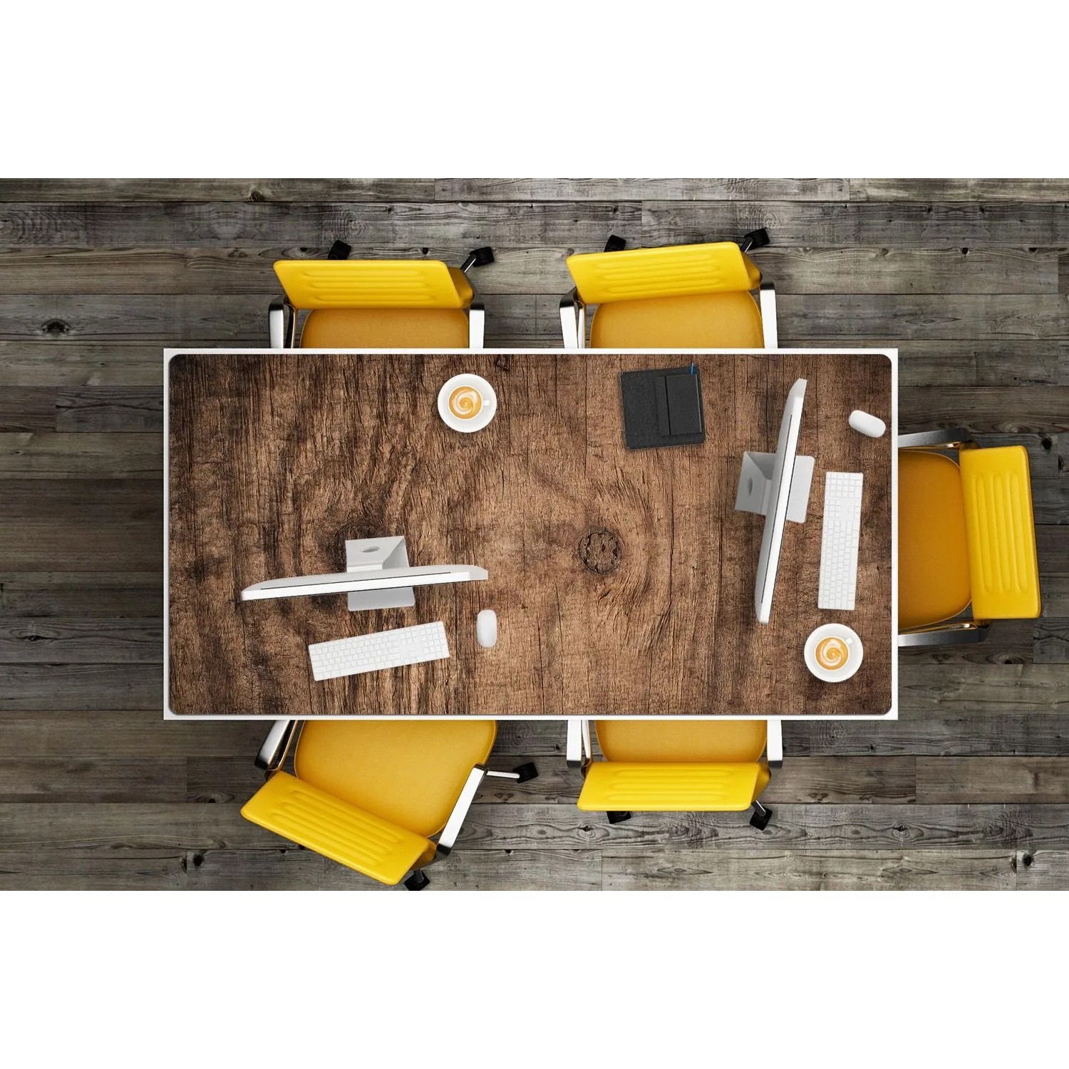 Braune Tulup Schreibtischunterlage 100x50 cm in Altholz-Optik. Ideal als Schreibunterlage und Schreibtischauflage im Büro.