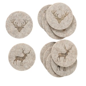 Boltze Untersetzer Tjark, 6er Set, grau-beige, mit Hirschmotiven. Dekorative Figuren für den Tisch.