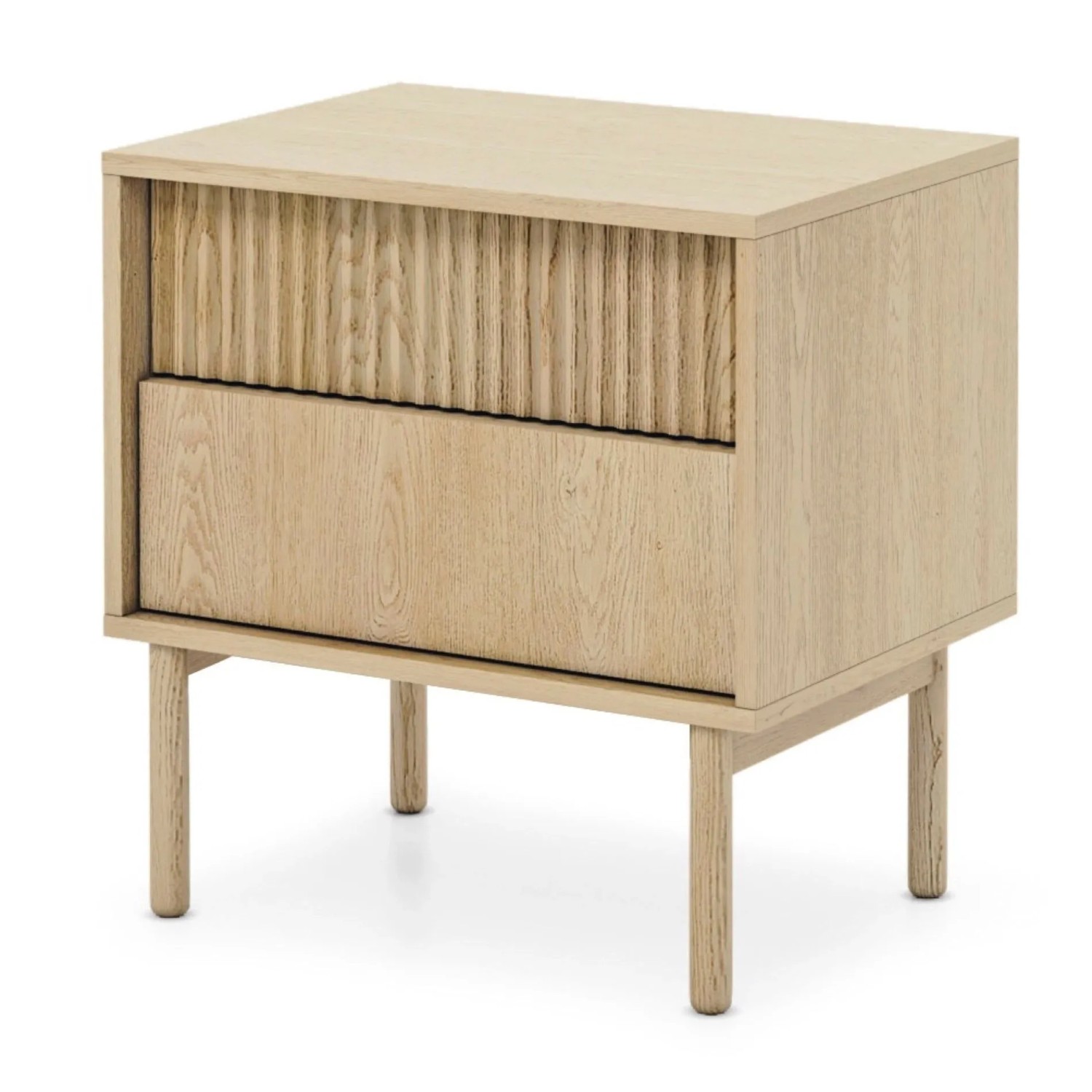 Selsey Nachttisch Tavo 53 cm mit Geriffelter Front und 2 Schubladen Eiche Cremona
