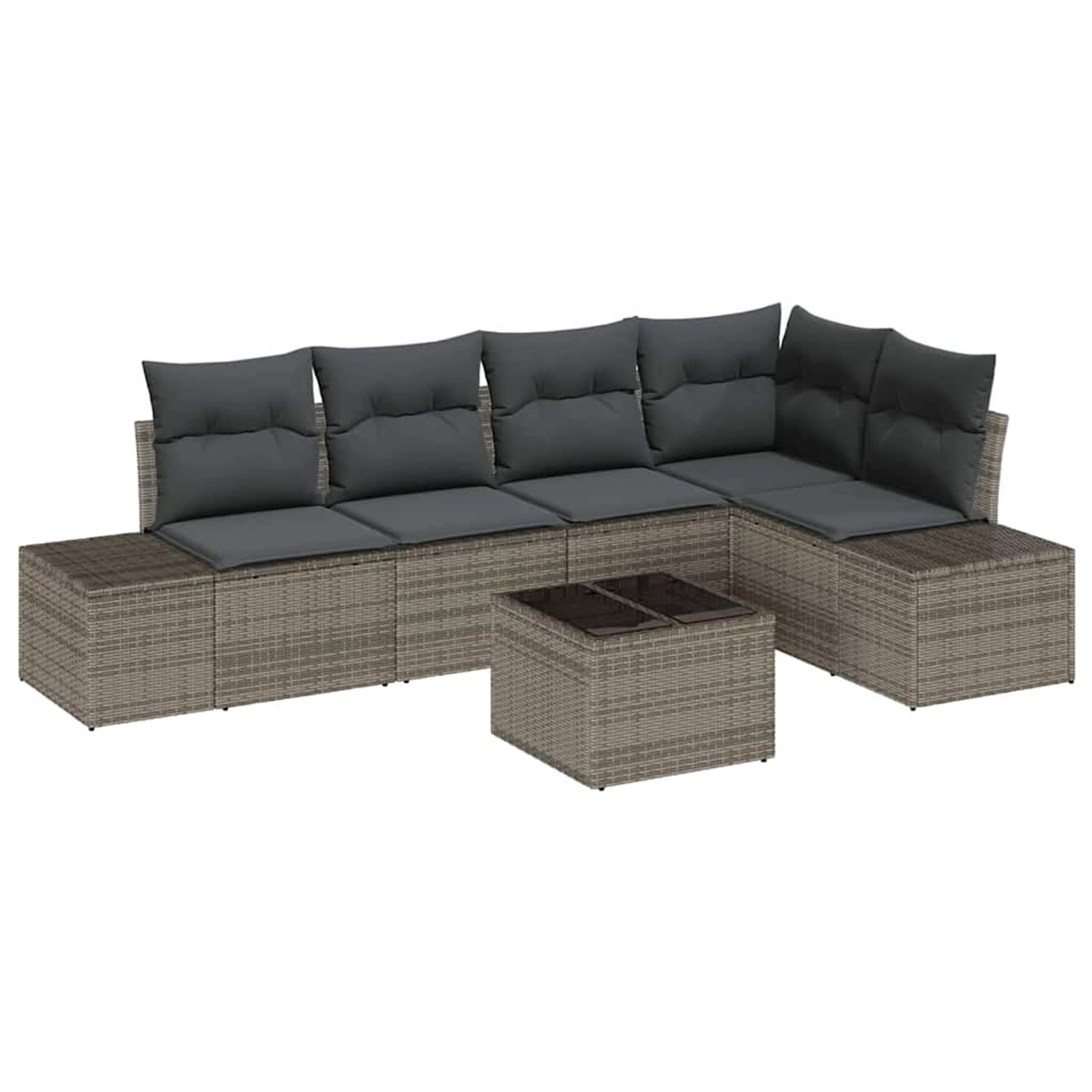 vidaXL Garten-Sofa-Set 6-Tlg Grau Poly Rattan 3347069 günstig online kaufen