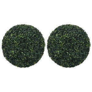 2 grüne, künstliche Buchsbaumkugeln (Ø 52cm) von furnicato als Deko für Garten und Innenbereich.
