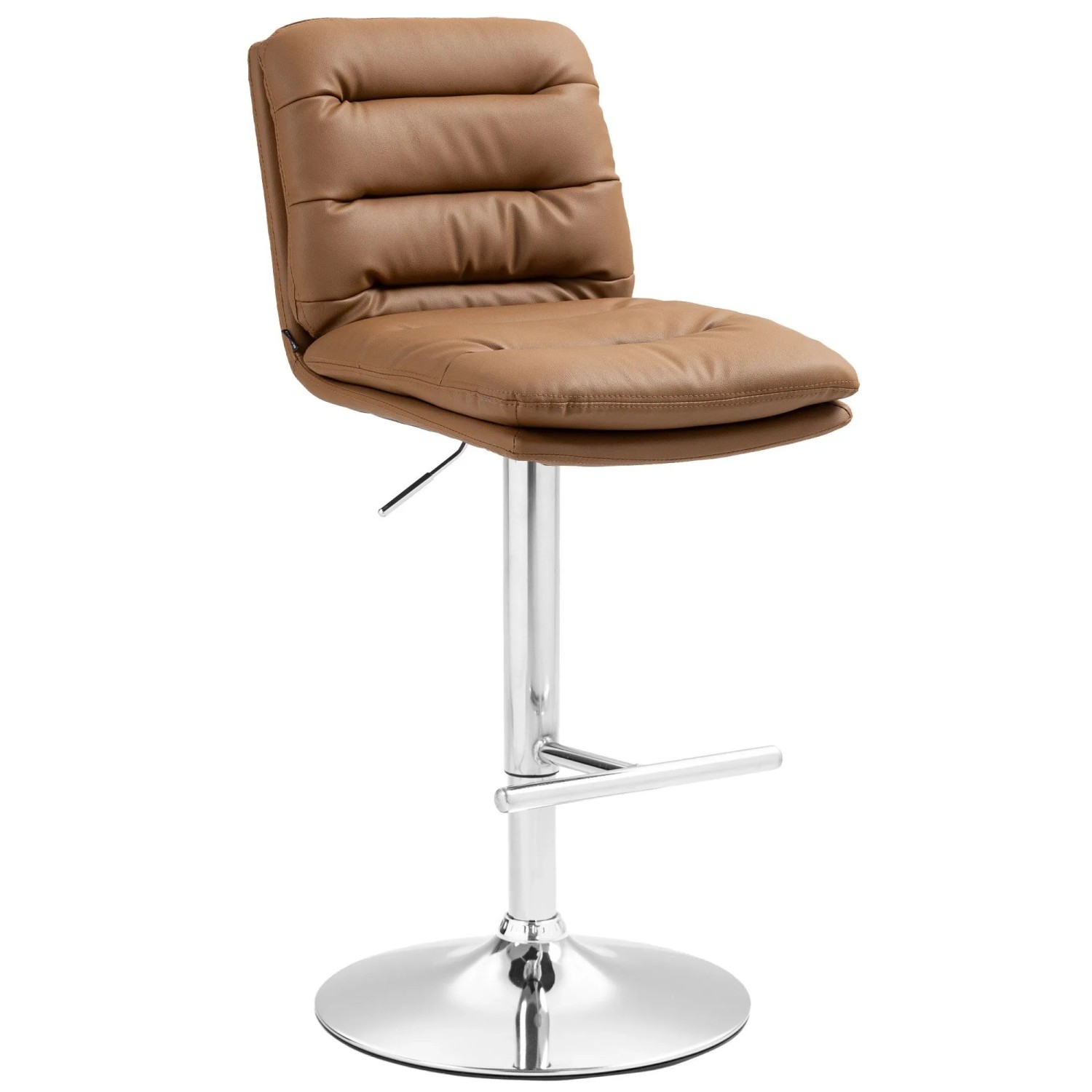 DELUKE Barhocker TURIN Hellbraun Kunstleder Chrom Barstuhl Mit Lehne Tresenhocker Tresenstuhl