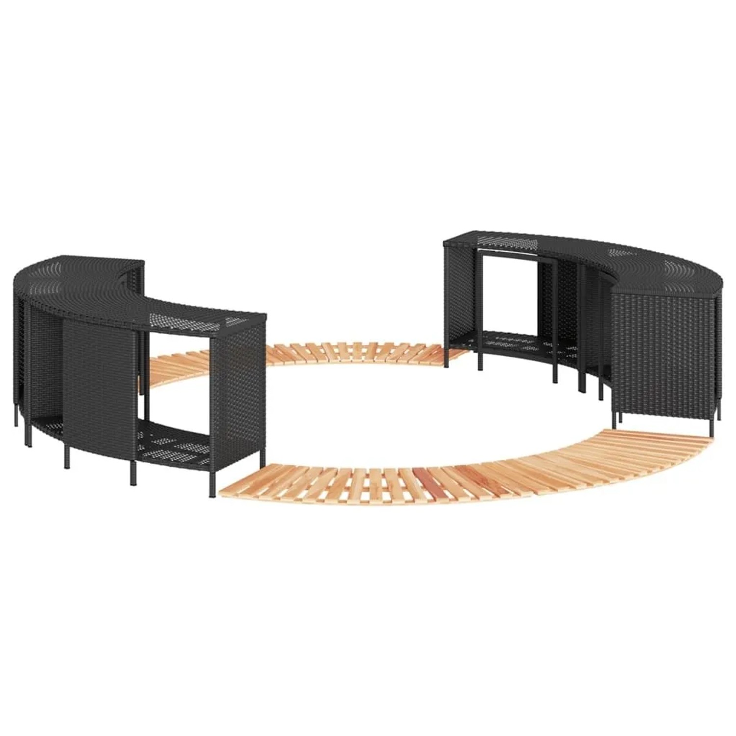 vidaXL Whirlpool-Umrandung Schwarz Poly-Rattan und Massivholz Akazie 3270640