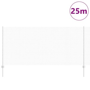 Silberner vidaXL Zaun mit Pfosten, 1,2 x 25 m, aus Stahl. Ideal für Garten und Grundstück.