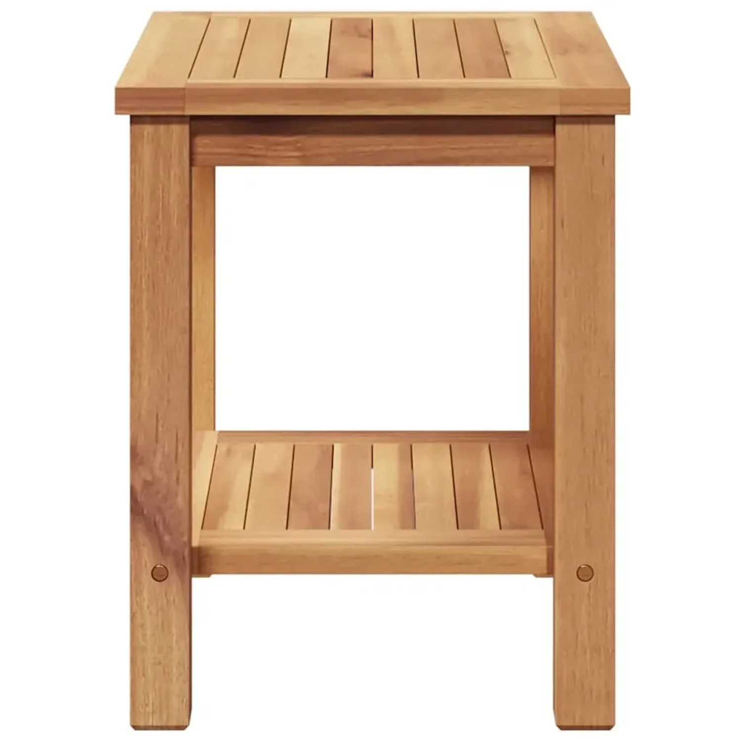 Brauner vidaXL Couchtisch aus Teakholz, 50x35x45 cm, mit Ablage.