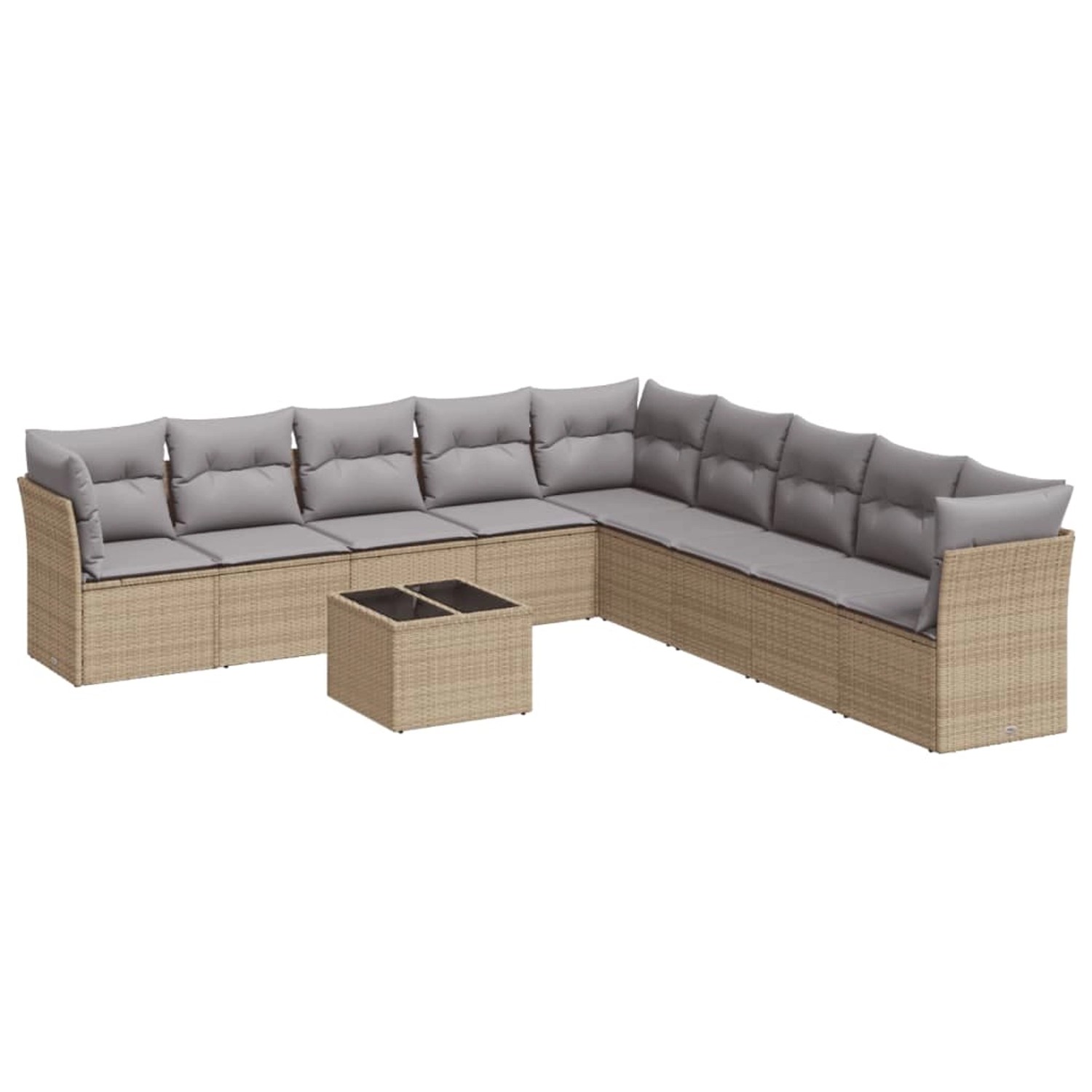 vidaXL 10-Tlg Garten-Sofagarnitur mit Kissen Beige Poly Rattan 3217789 günstig online kaufen