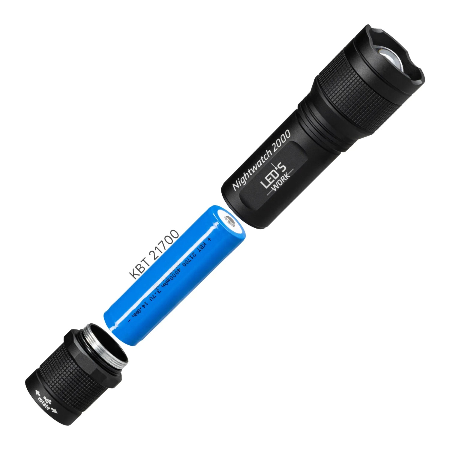 LED's Work Akku-Taschenlampe 2000lm 6500K IPX4 dimm- und zoombar