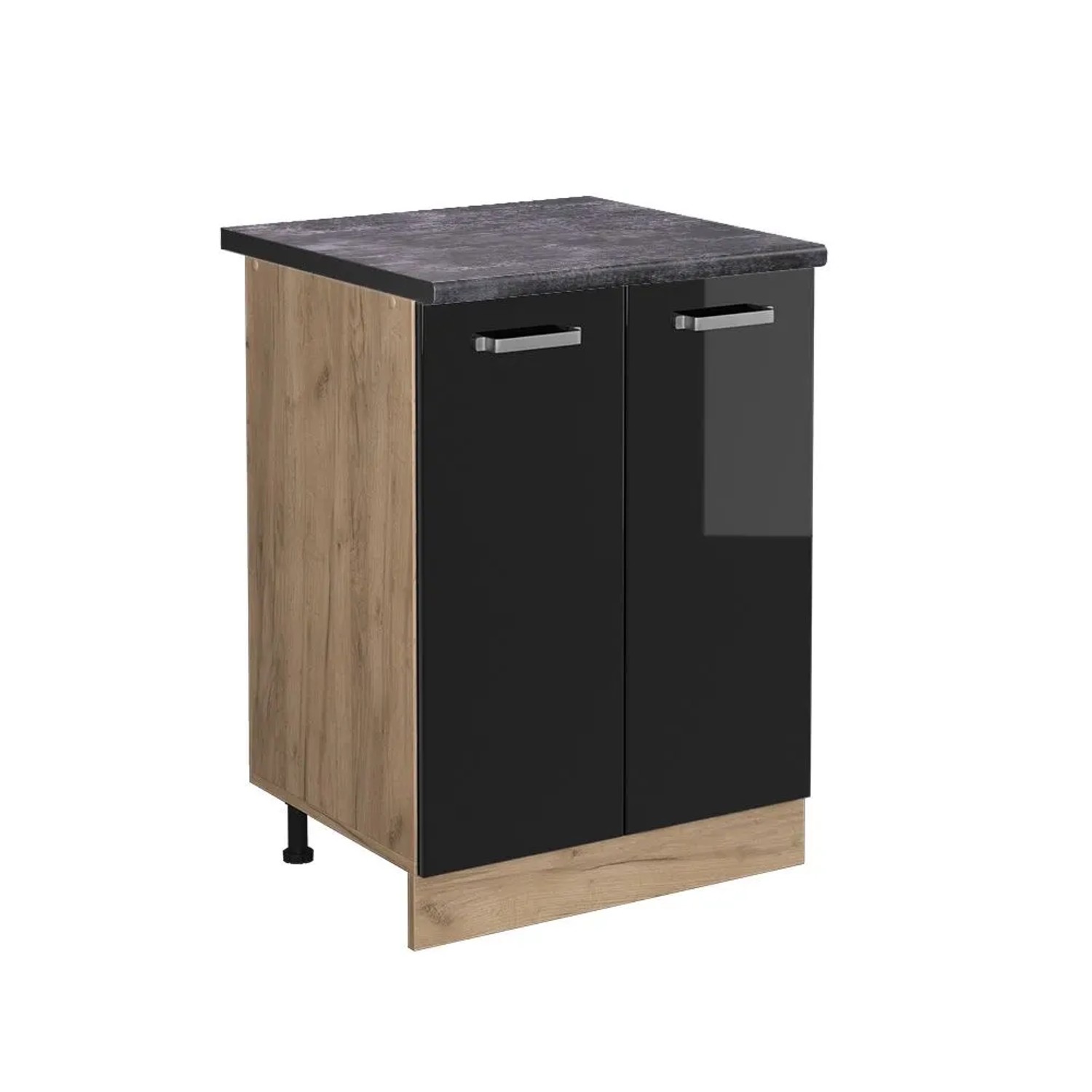 Vicco Küchenunterschrank R-Line Schwarz Hochglanz Goldkraft Eiche 60 cm AP Anthrazit