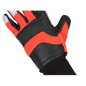 Kerbl Motorsägenhandschuh Forester Gr. 10: Arbeitshandschuh aus Ziegenleder, rot/schwarz.