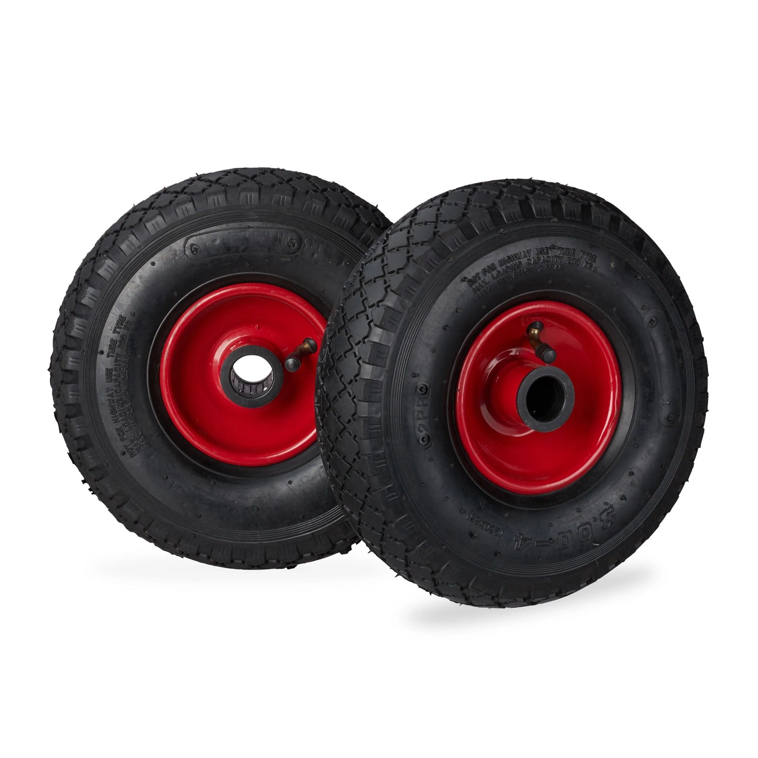 Relaxdays Sackkarrenrad Gummi Stahl Schwarz Rot Luftbereift 26 cm x 8,5 cm 1 kg