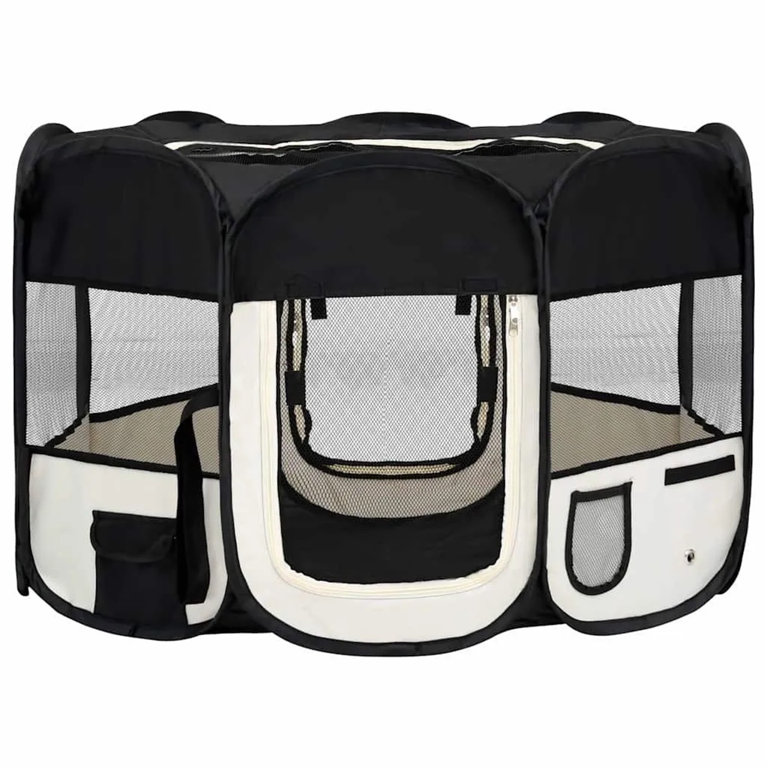 vidaXL Faltbarer Welpenlaufstall mit Tragetasche Schwarz 110x110x58 cm 171006